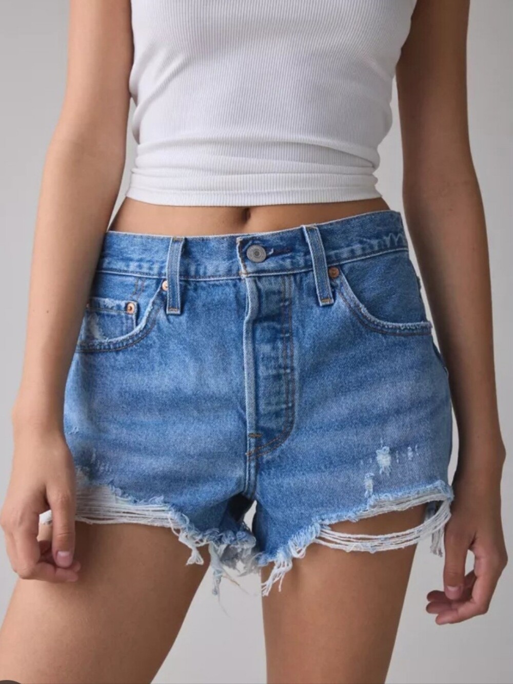 Levi's Premium 501 Original Short, High-Rise Distressed Denim Short